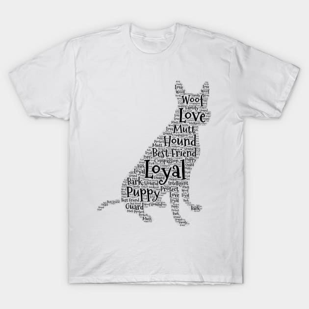 Sitting Dog Word Cloud Art T-Shirt by ckandrus